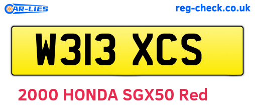 W313XCS are the vehicle registration plates.