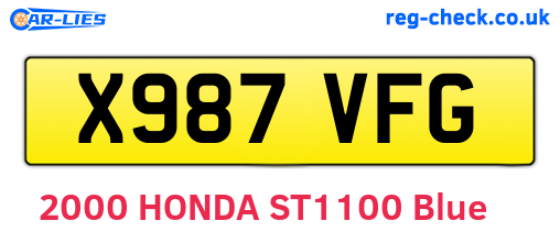 X987VFG are the vehicle registration plates.