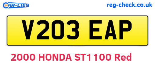 V203EAP are the vehicle registration plates.