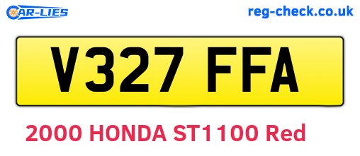 V327FFA are the vehicle registration plates.
