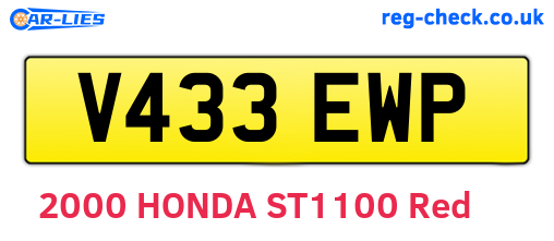 V433EWP are the vehicle registration plates.