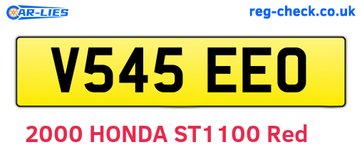 V545EEO are the vehicle registration plates.