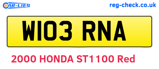 W103RNA are the vehicle registration plates.