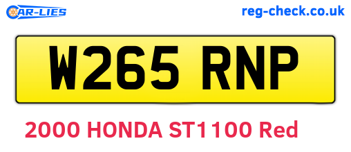 W265RNP are the vehicle registration plates.