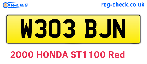 W303BJN are the vehicle registration plates.