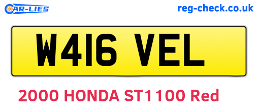 W416VEL are the vehicle registration plates.