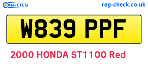 W839PPF are the vehicle registration plates.