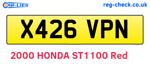 X426VPN are the vehicle registration plates.