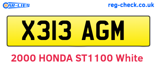 X313AGM are the vehicle registration plates.