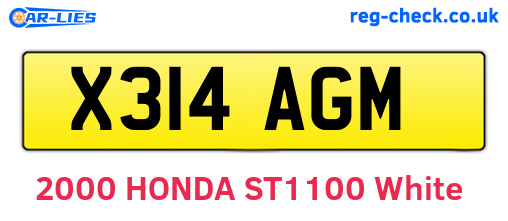 X314AGM are the vehicle registration plates.
