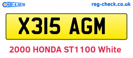 X315AGM are the vehicle registration plates.