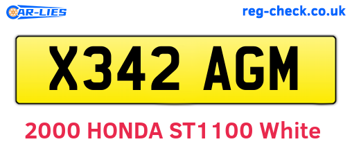 X342AGM are the vehicle registration plates.