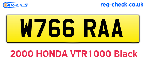 W766RAA are the vehicle registration plates.