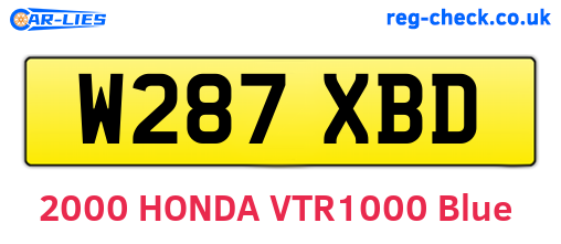 W287XBD are the vehicle registration plates.