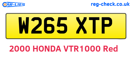 W265XTP are the vehicle registration plates.