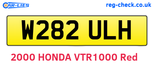 W282ULH are the vehicle registration plates.