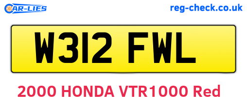 W312FWL are the vehicle registration plates.