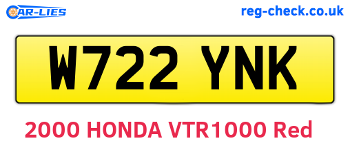 W722YNK are the vehicle registration plates.
