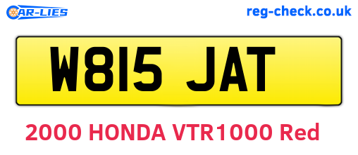 W815JAT are the vehicle registration plates.