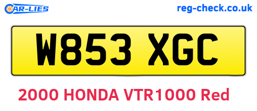 W853XGC are the vehicle registration plates.