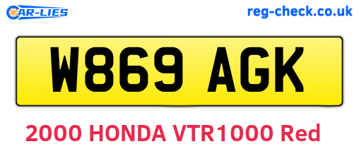 W869AGK are the vehicle registration plates.