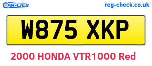 W875XKP are the vehicle registration plates.