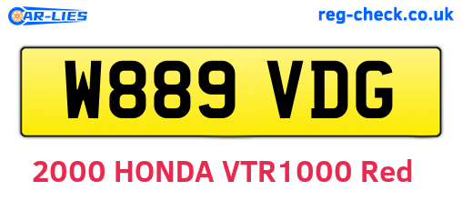 W889VDG are the vehicle registration plates.