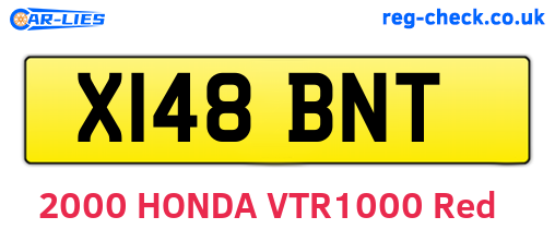 X148BNT are the vehicle registration plates.