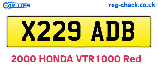 X229ADB are the vehicle registration plates.