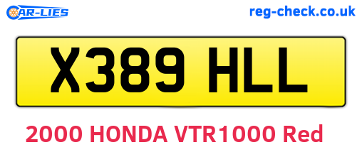 X389HLL are the vehicle registration plates.