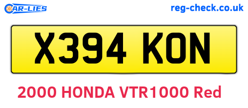 X394KON are the vehicle registration plates.