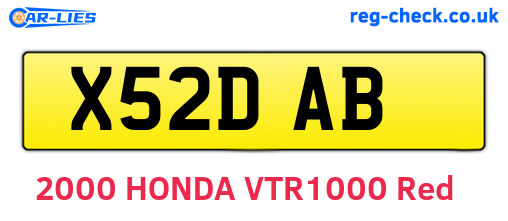 X52DAB are the vehicle registration plates.