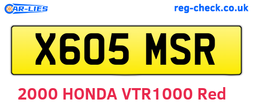 X605MSR are the vehicle registration plates.