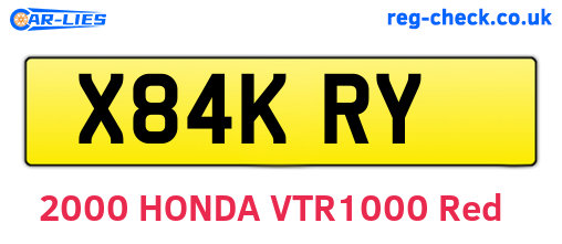 X84KRY are the vehicle registration plates.