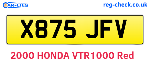 X875JFV are the vehicle registration plates.