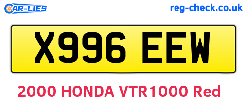X996EEW are the vehicle registration plates.