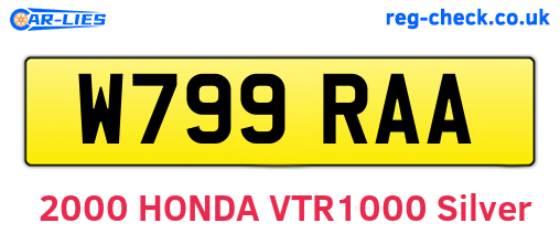 W799RAA are the vehicle registration plates.