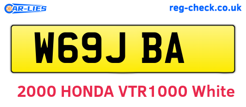 W69JBA are the vehicle registration plates.