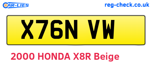 X76NVW are the vehicle registration plates.