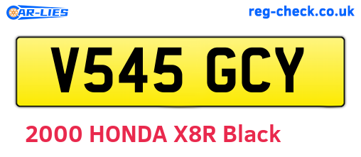 V545GCY are the vehicle registration plates.