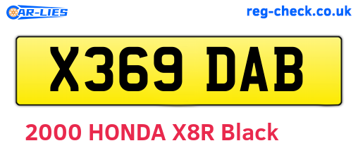 X369DAB are the vehicle registration plates.