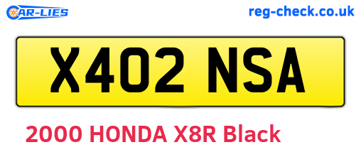 X402NSA are the vehicle registration plates.