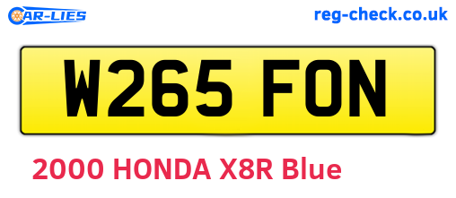 W265FON are the vehicle registration plates.
