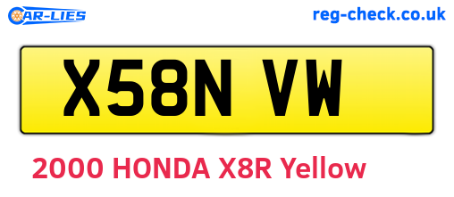 X58NVW are the vehicle registration plates.