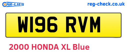 W196RVM are the vehicle registration plates.