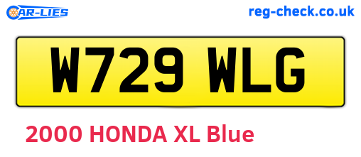 W729WLG are the vehicle registration plates.