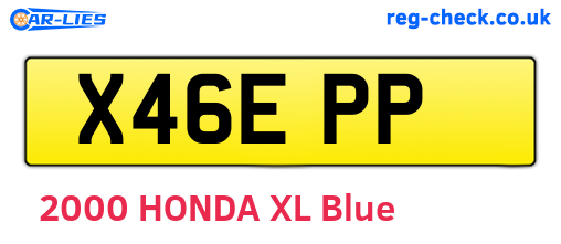 X46EPP are the vehicle registration plates.