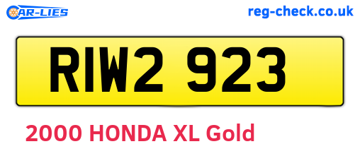 RIW2923 are the vehicle registration plates.