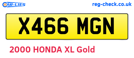 X466MGN are the vehicle registration plates.