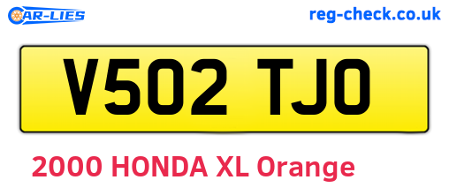 V502TJO are the vehicle registration plates.